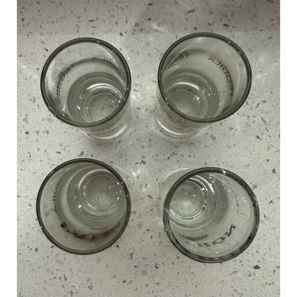 Vintage Set of 4 Patron Gold Tequila Honeybee Logo 4" Double Shot Glass - Picture 3 of 4